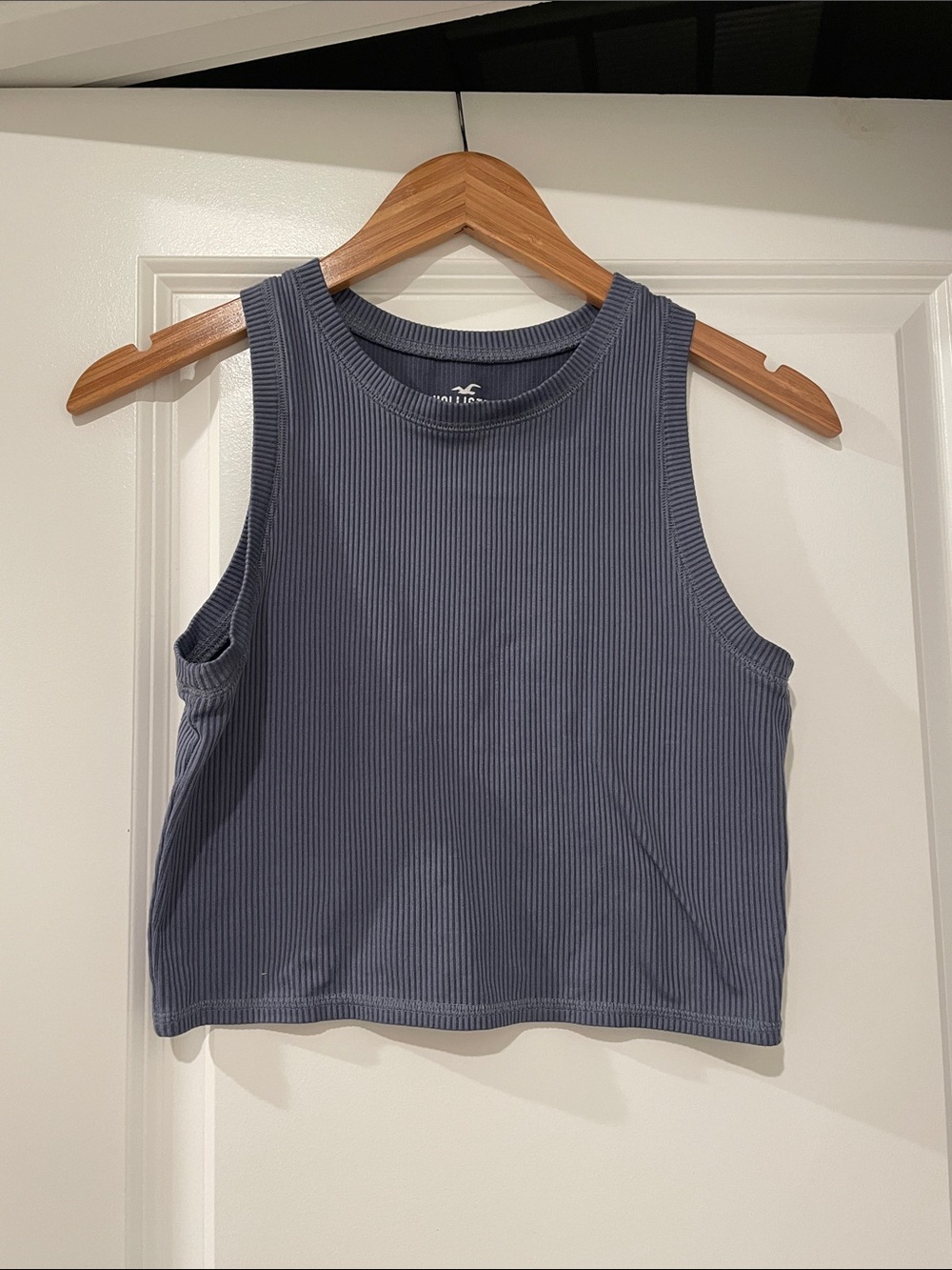 Hollister Ribbed Cropped Tank Top - Blue size small